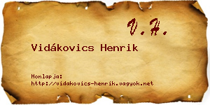 Vidákovics Henrik névjegykártya