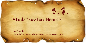 Vidákovics Henrik névjegykártya